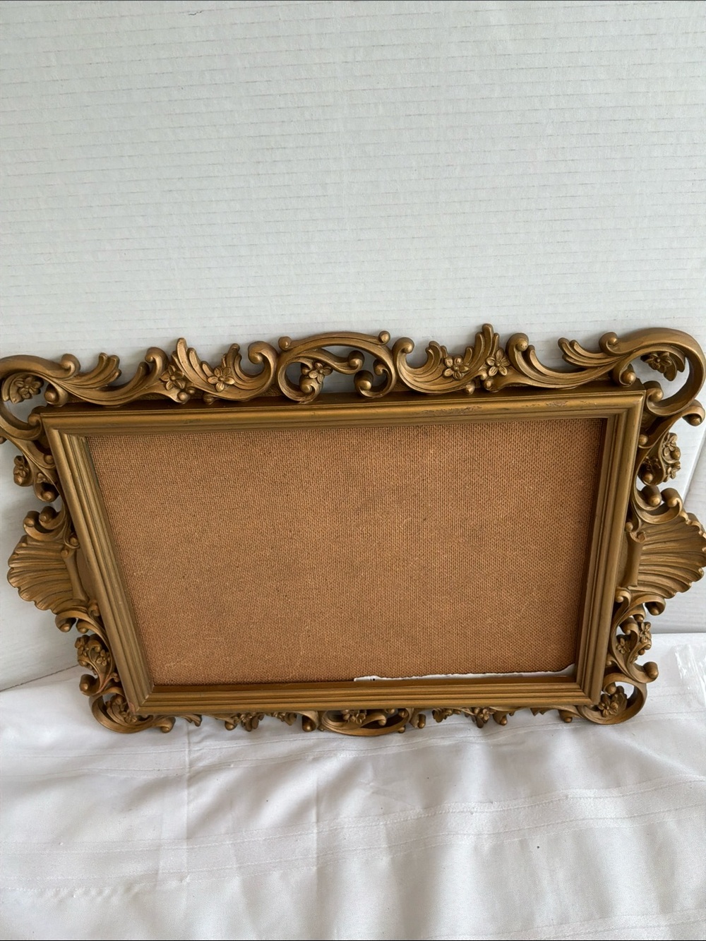 Home Interiors Gold Ornate Decorative Cork plastic frame 20”x14”